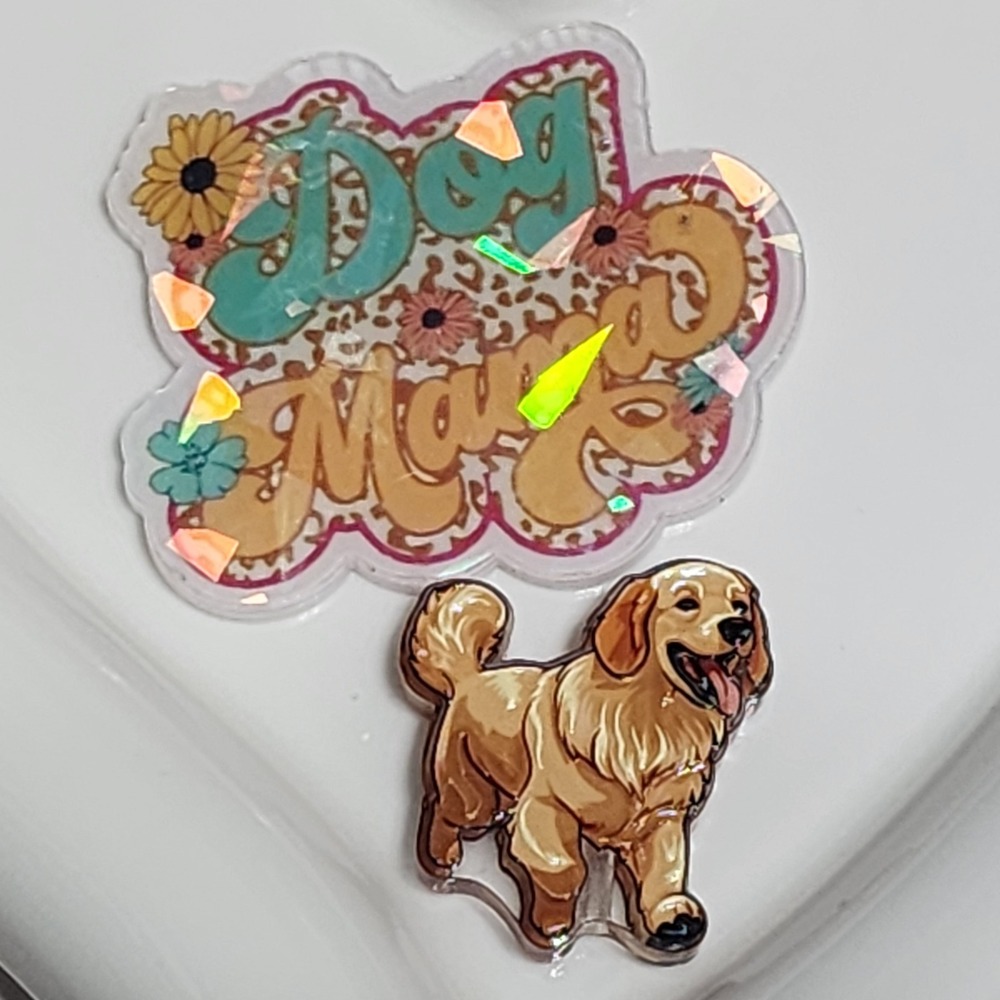 Dog Mom Flatback Focal Bead Beaded Pen Badge Keychain Crafts Golden Retriever